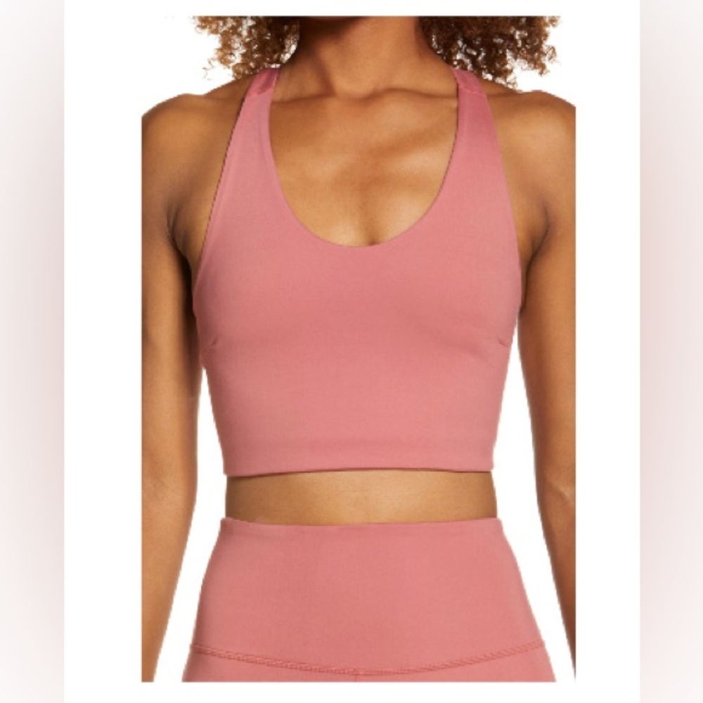 Zella Studio Lite Longline Bra in Pink Mauve